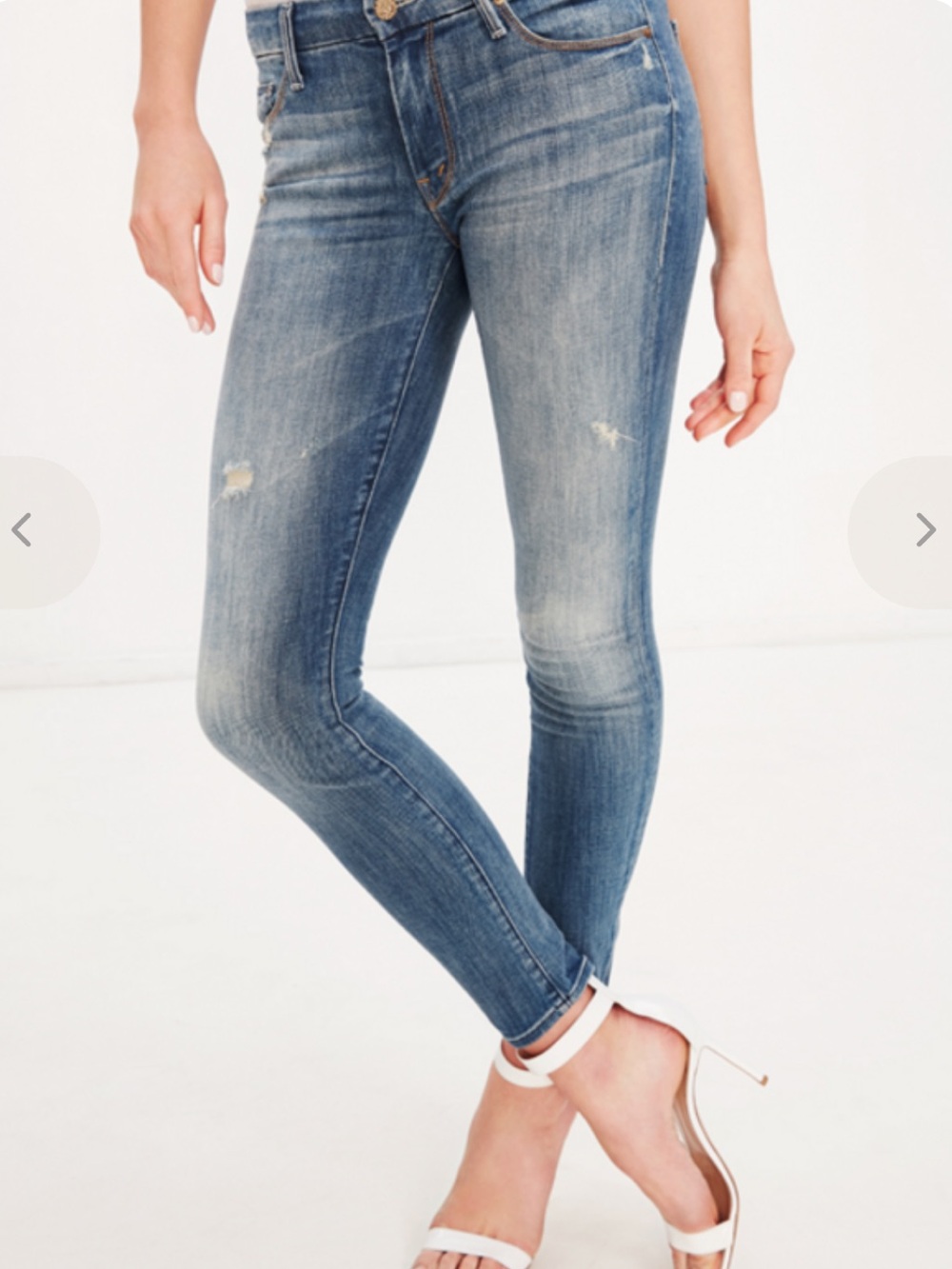 MOTHER The Looker Skinny Jeans in the heavily distressed  "Rough It Up" Size 28